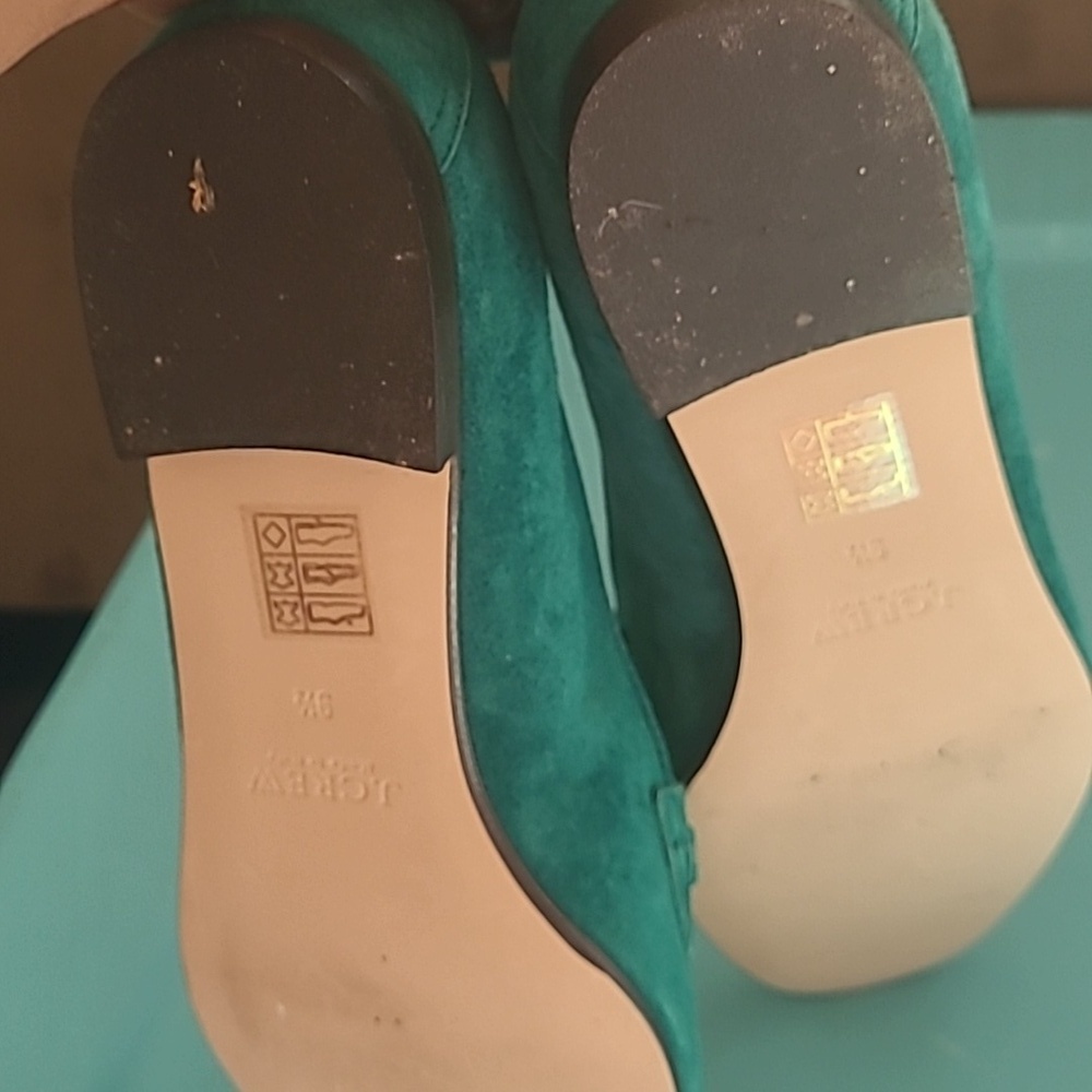 J. Crew Green Leather Loafers with Chain Detail Size 9.5 - Picture 10 of 12
